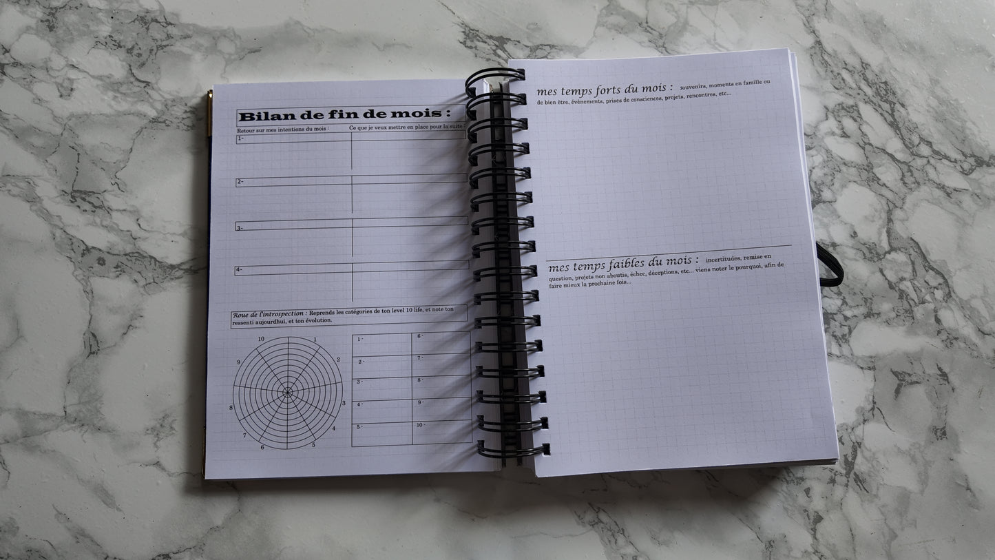 Finouss Planner A5 - Semainier 12 mois - Delta - Noir