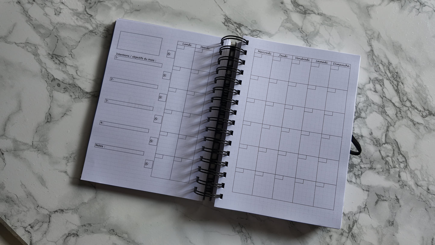 Finouss Planner A5 - Semainier 12 mois - Delta - Noir