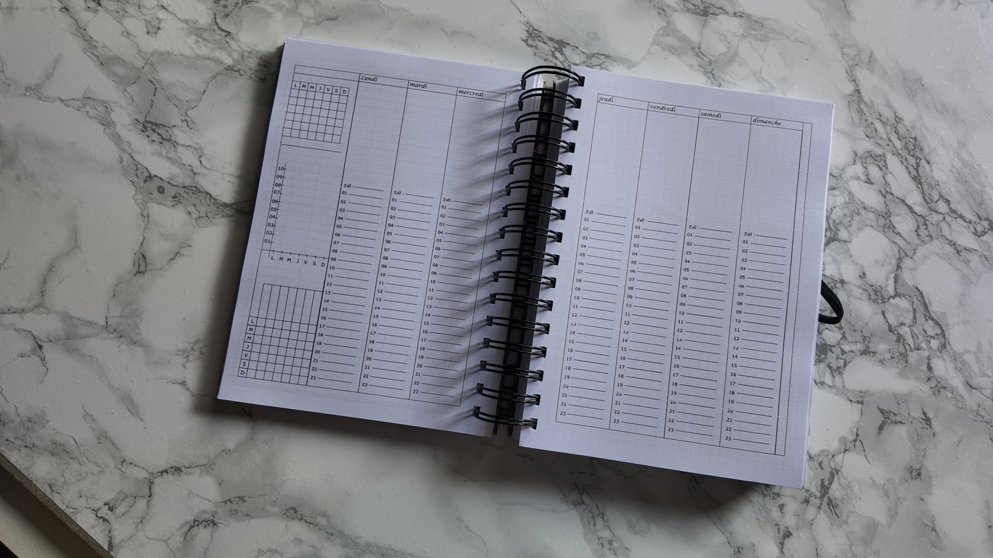 Finouss Planner A5 - Semainier 12 mois - Delta - Noir