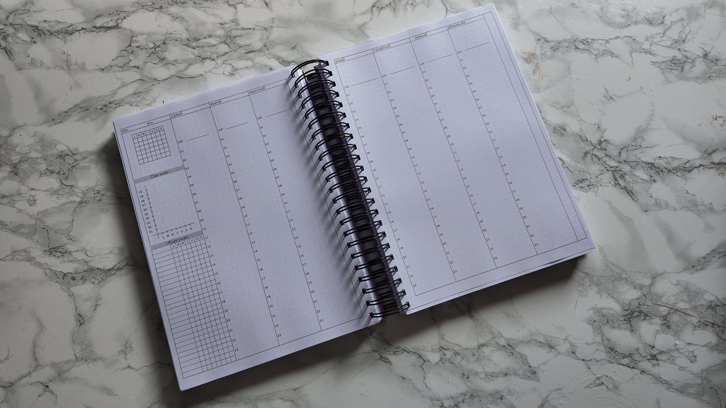 Finouss Planner A4 - semainier 12 mois - Delta - Rose